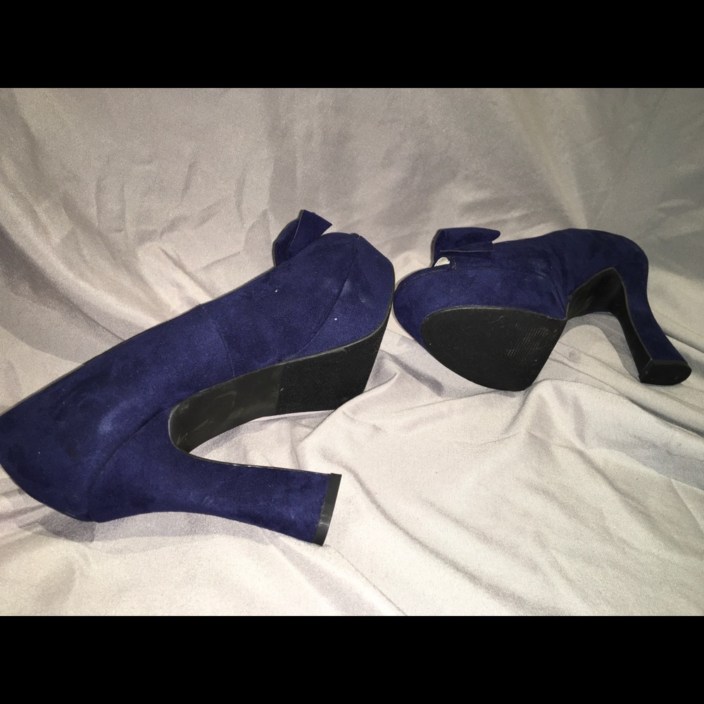 Versona blue velvet platform heels - Picture 5 of 6